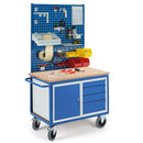 Rollcart Werkstattwagen mit StahlSchubladenschrank 2x Lochplatten 1x Schlitzplatte 1150x700