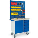 Rollcart Werkstattwagen mit 4 Schubladen 1 Stahlschrank 3x Schlitzplatten 1000x600
