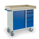 Rollcart Werkstattwagen 4 Schubladen 1 Stahlschrank Holzrand 1111x600