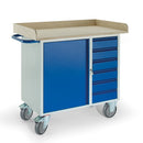 Rollcart Werkstattwagen 6 Schubladen 1 Stahlschrank Holzrand 1111x600