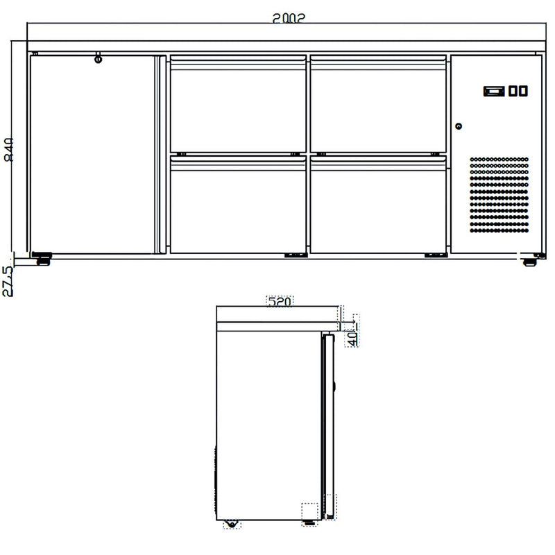 Vaiotec EASYLINE Barkühltisch schwarz / 6 Schubladen - 425 l