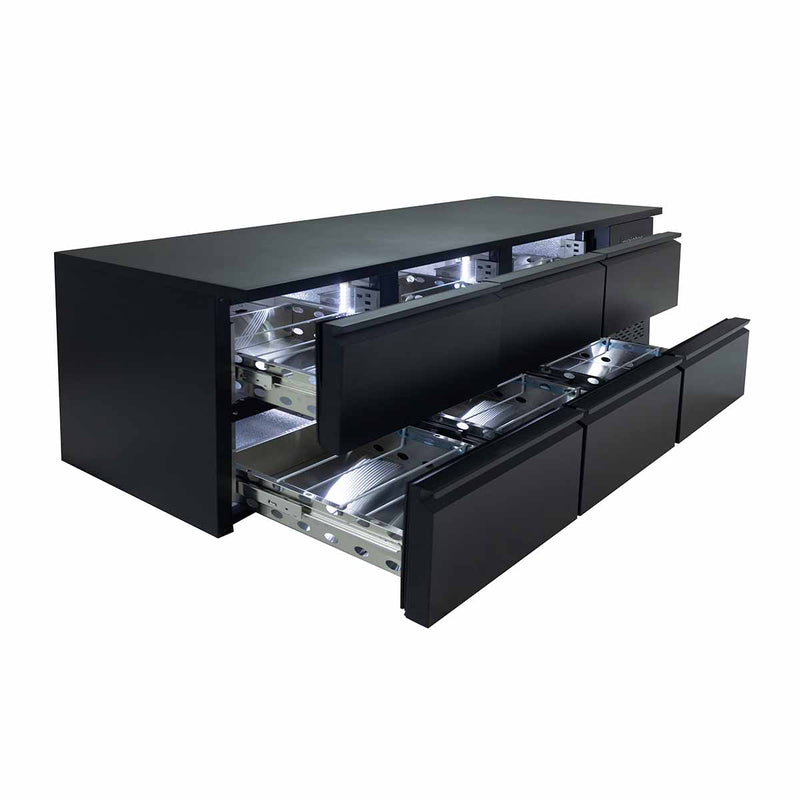 Vaiotec EASYLINE Barkühltisch schwarz / 6 Schubladen - 425 l