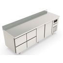 Vaiotec TOPLINE refrigerated table 700 / 4-way GN1/1 with 4 drawers / 2 doors &amp; upstand