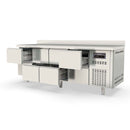 Vaiotec TOPLINE refrigerated table 700 / 4-way GN1/1 with 8 drawers &amp; upstand