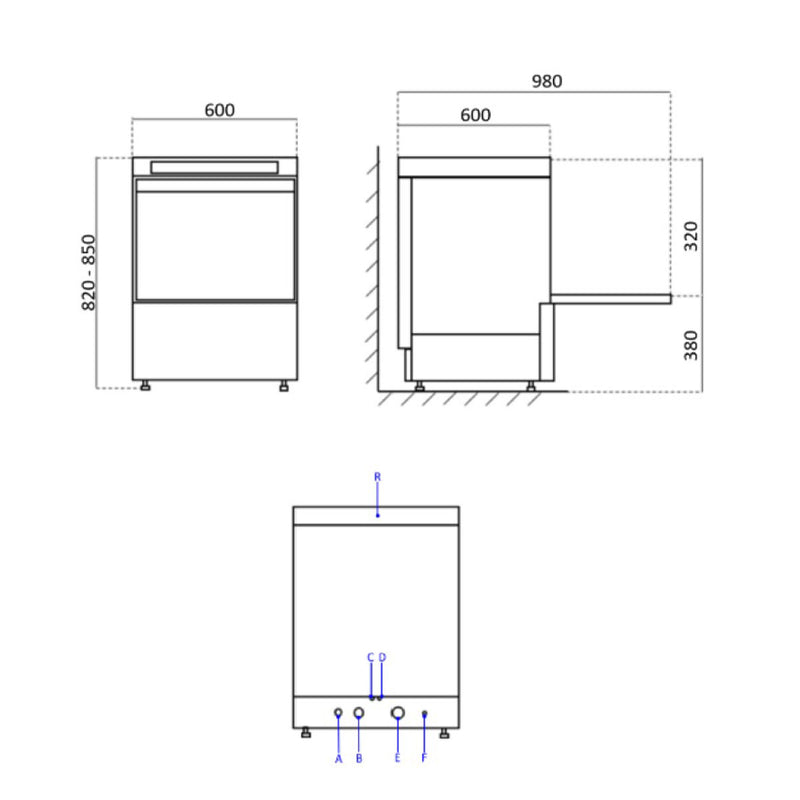Lave-vaisselle Vaiotec TOPLINE 50x50 / 400 Volt - Modèle : VT-S DW54 DRDS