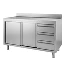 Vaiotec TOPLINE work cabinet 600 / hinged doors, 3 drawers &amp; upstand W:1400