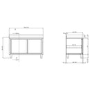 Vaiotec TOPLINE work cabinet 700 / 2 sliding doors &amp; upstand W:1500