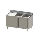 Vaiotec TOPLINE sink cabinet 600 / 2 bowls right with sliding doors W:1800
