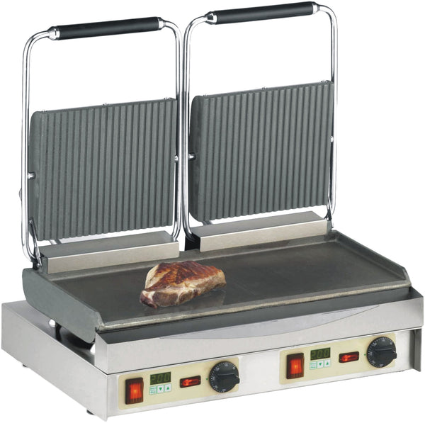 Neumärker Kontaktgrill Kamtschatka-Grill | oben geriffelt + unten glatt | mit Digitaltimern