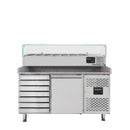 Vaiotec EASYLINE pizza cooling table 800 / 1 door &amp; 7 drawers "grey" including cooling top GN1/4
