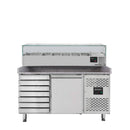 Vaiotec EASYLINE pizza cooling table 800 / 1 door &amp; 7 drawers "grey" including cooling top GN1/3