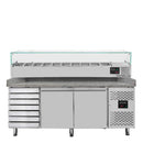 Vaiotec EASYLINE pizza cooling table 800 / 2 doors &amp; 7 drawers "grey" including cooling top GN1/4