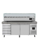 Vaiotec EASYLINE pizza cooling table 800 / 2 doors &amp; 7 drawers "grey" including cooling top GN1/3