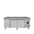 Vaiotec EASYLINE pizza cooling table 800 / 2 doors &amp; 7 drawers "grey" including cooling top GN1/3