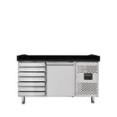 Vaiotec EASYLINE pizza cooling table 800 / 1 door &amp; 7 drawers "black" including cooling top GN1/3