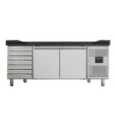 Vaiotec EASYLINE pizza cooling table 800 / 2 doors &amp; 7 drawers "black" including cooling top GN1/4