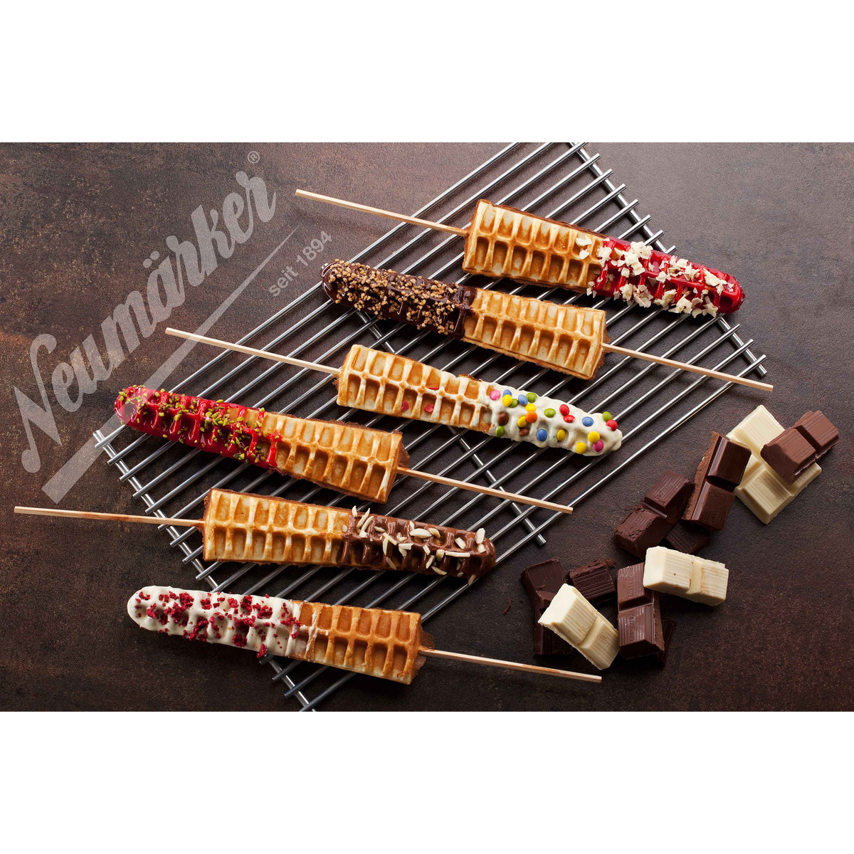 Neumärker Thermocook® waffle iron including interchangeable lollipop waffle plates (cast iron)