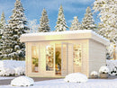 Karibu großes Poolhaus “Gatenhaus North” Pultdach ca. 4x4m (3.96x3.96m) modern aus Holz in Natur