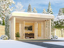 Karibu großes Poolhaus “Gatenhaus Chione” Pultdach ca. 4x4m (3.96x3.96m) modern aus Holz in Natur