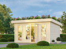 Karibu großes Poolhaus “Lotus” begrüntes Dach ca. 4x4m (3.96x3.96m) modern aus Holz in Natur