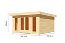 Karibu großes Poolhaus “Lotus” begrüntes Dach ca. 4x4m (3.96x3.96m) modern aus Holz in Natur