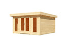 Karibu großes Poolhaus “Lotus” begrüntes Dach ca. 4x4m (3.96x3.96m) modern aus Holz in Natur