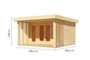 Karibu großes Poolhaus “Lily” begrüntes Dach ca. 4x4m (3.96x3.96m) modern aus Holz in Natur