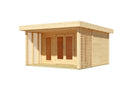 Karibu großes Poolhaus “Lily” begrüntes Dach ca. 4x4m (3.96x3.96m) modern aus Holz in Natur