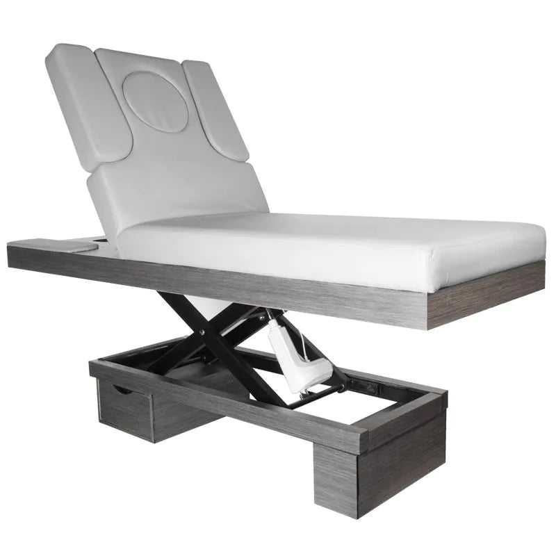 ACTIVESHOP Spa-kosmetikliege azzurro wood 815b grey mit beleuchtung beheizbar