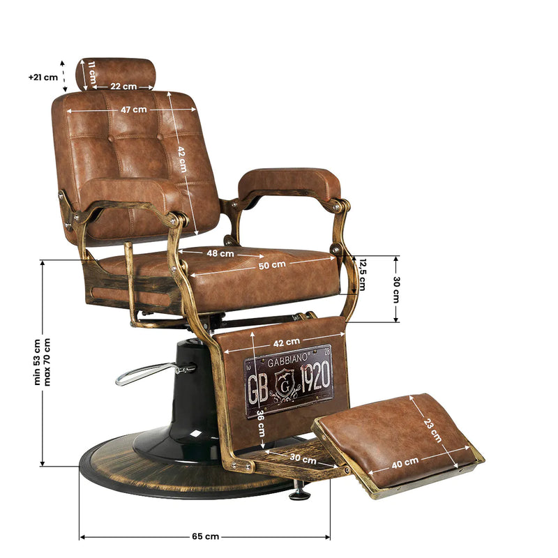 ACTIVESHOP Gabbiano barberstuhl boss old leather hellbraun