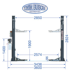 Twinbusch 2 Säulen Hebebühne 4.2 t - BASIC LINE - halbautomatische Entriegelung - GREY-Line – Vorschau 5