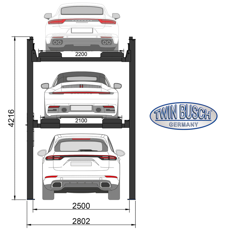 Twinbusch Triplex-3-Fach-Parkhebebühne - GREY-Line