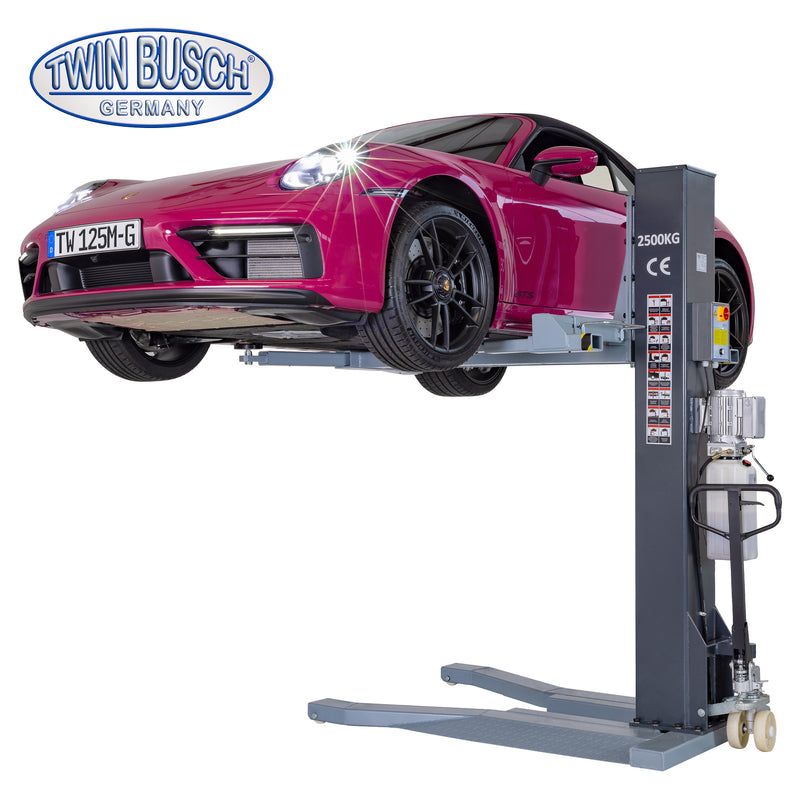 Twinbusch 1 Säulen Hebebühne 2.5 t Ultraflach - Mobil - Portabel - GREY-Line