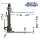 Twinbusch 1 Säulen Hebebühne 2.5 t Ultraflach - Mobil - Portabel - GREY-Line