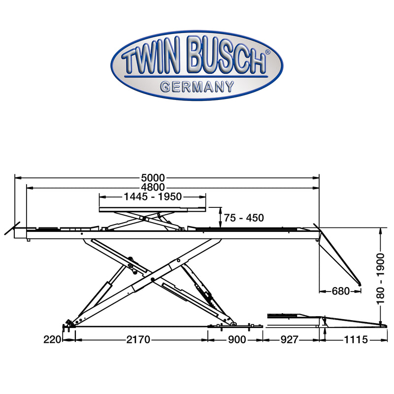 Twinbusch Auffahrscherenhebebühne 4.0 t - Überflur - GREY-Line
