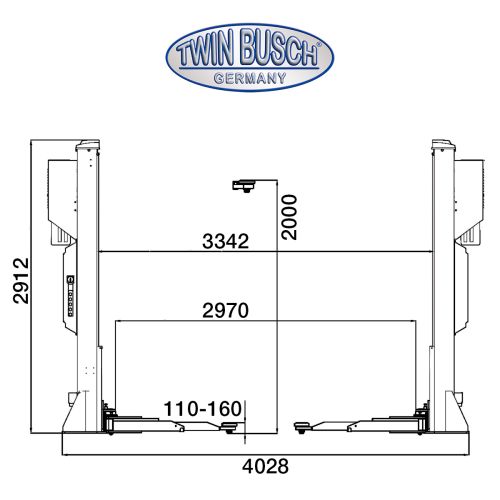 Twinbusch 2 Säulen Hebebühne 5.0 t - barrierefrei - HEAVY LINE - GREY-Line