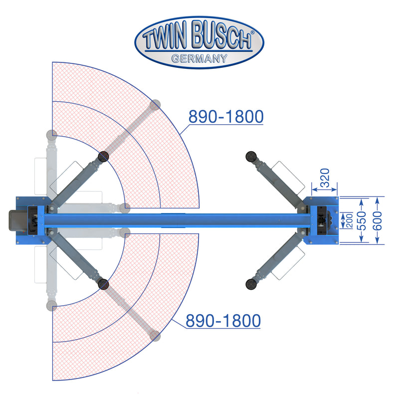 Twinbusch 2 Säulen Hebebühne 5.0 t - elektromagnetisch - barrierefrei - HEAVY LINE