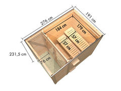 Karibu Saunahaus Angkor 1, 38 mm naturbelassen -ohne Ofen- – Vorschau 3