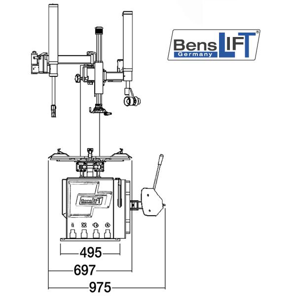 Benslift SEMI AUTOM. Reifenmontagemaschine- Schwingarmdesign BL300T+BL300T-HELP
