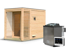 Karibu Saunahaus Angkor 1, 38 mm naturbelassen -inkl. 9 kW Bioofen ext. Steuerung- – Vorschau 2