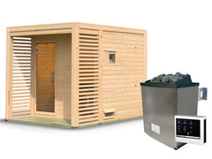 Karibu Saunahaus Angkor 2, 38 mm naturbelassen -inkl. 9 kW Ofen ext. Steuerung- – Vorschau 4