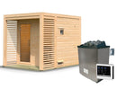 Karibu Saunahaus Angkor 2, 38 mm naturbelassen -inkl. 9 kW Ofen ext. Steuerung-