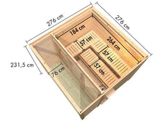 Karibu Saunahaus Angkor 3, 38 mm naturbelassen -ohne Ofen- – Vorschau 3