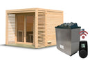 Karibu Gartensauna "Saunahaus Angkor 3" 5 Personen 9 kW Ofen (finnisch) + Steuergerät HUUM WIFI