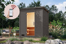Karibu Mini Gartensauna "Saunahaus Hytti 1 Exclusive terragrau / + Ofen und HUUM WIFI Steuergerät Sparset " 3 Personen