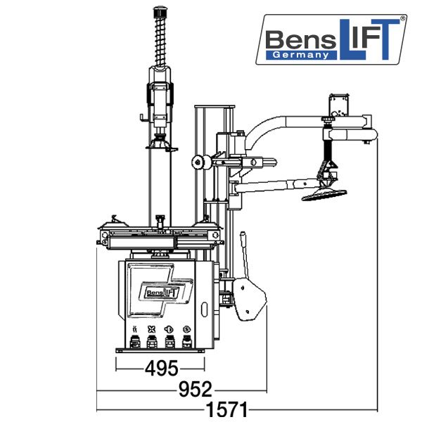 Benslift SEMI AUTOM. with pneumatic tilting mounting arm & auxiliary mounting arm – BL500T+BL500T-HELP