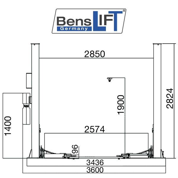 Benslift 2-Säulen-Hebebühne | 4.2 T