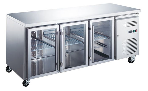 MAXIMA Gastro Kühltisch - 180 cm - 3 Glastüren