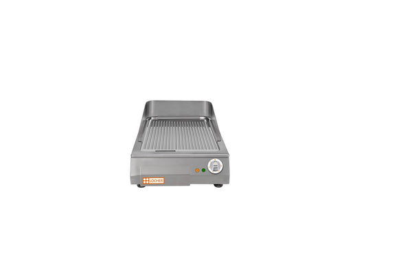Locher Elektro-Bratplatte LGAR40 hartverchromt, gerillt
