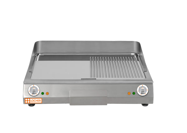 Locher Elektro-Bratplatte LGAR80 hartverchromt, 1/2 gerillt